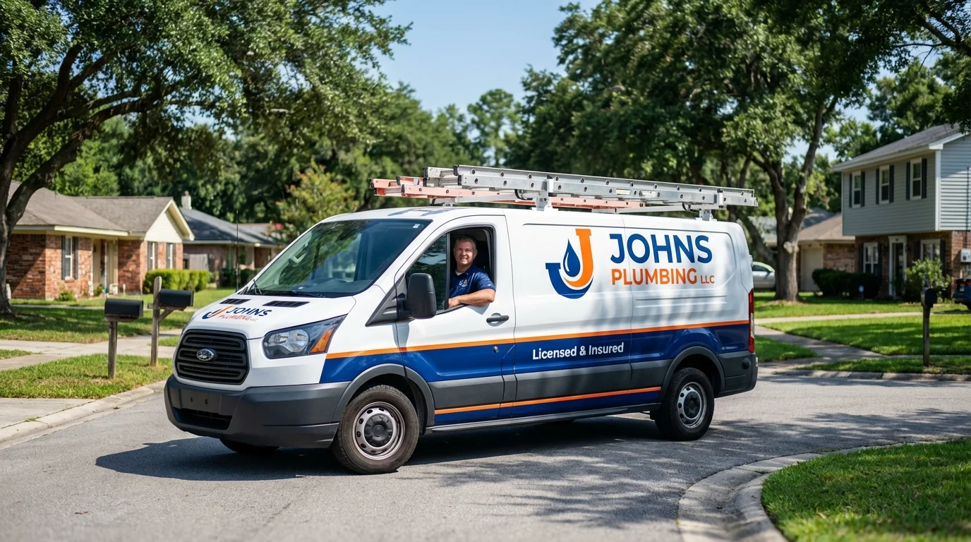 Johns Plumbing LLC service van in Lannon, WI