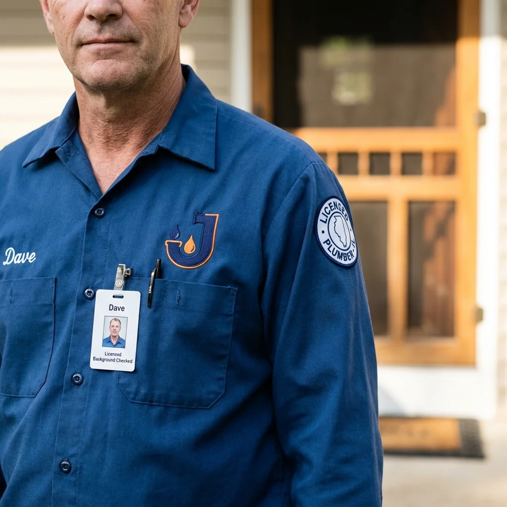 Licensed plumber showing ID badge in Lannon, WI